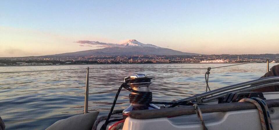 Aperitif on board at sunset in Giardini Naxos